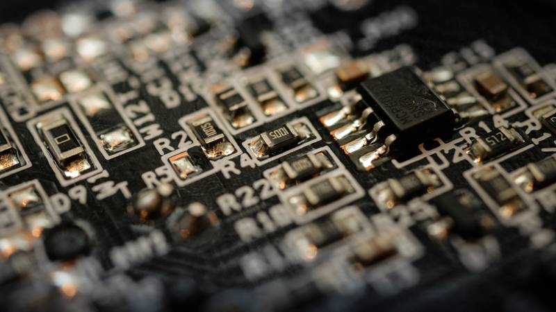 Macro photo of an electronic circuit board