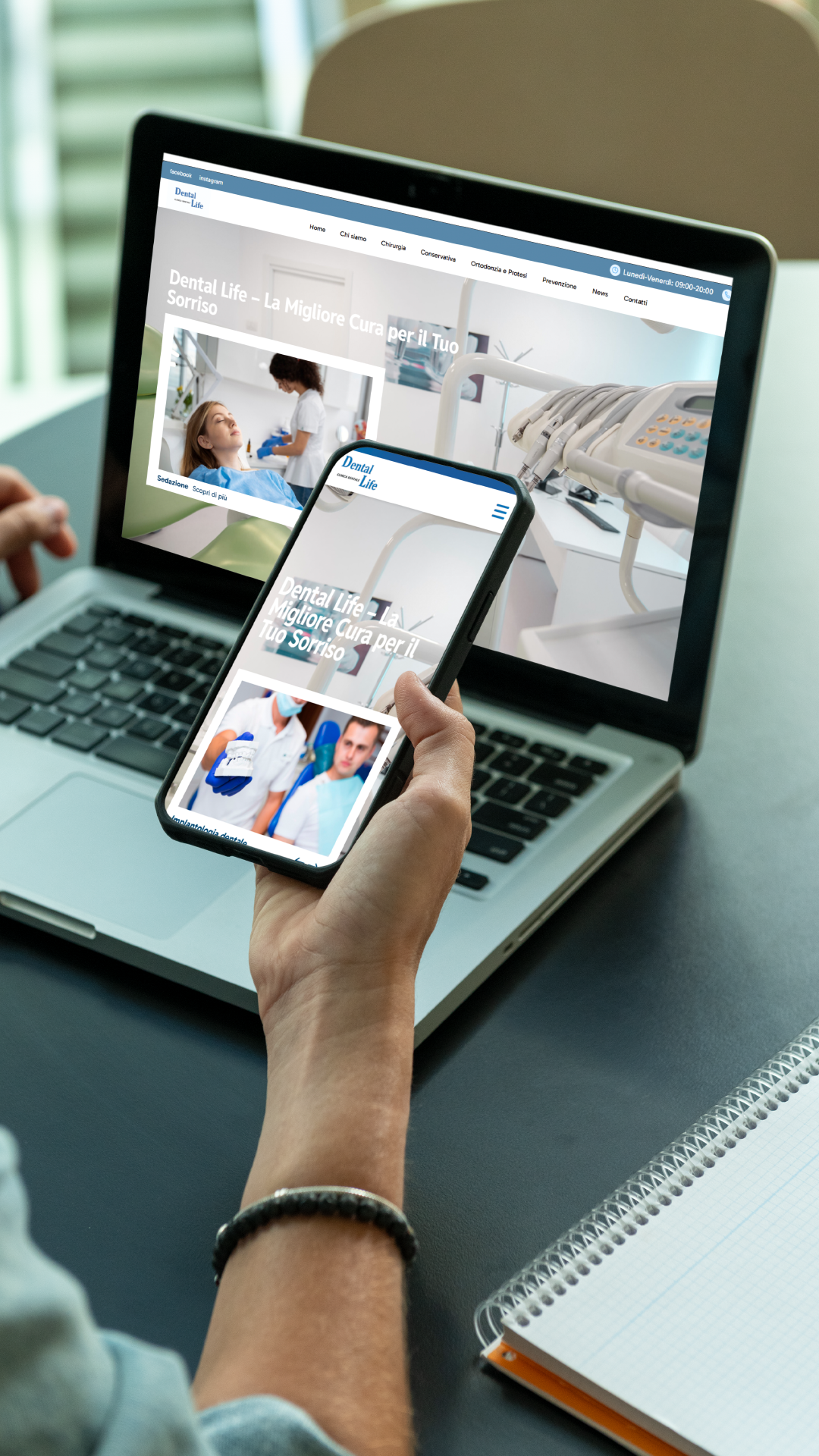 Dubyte web design project — dentalife.it mobile homepage view