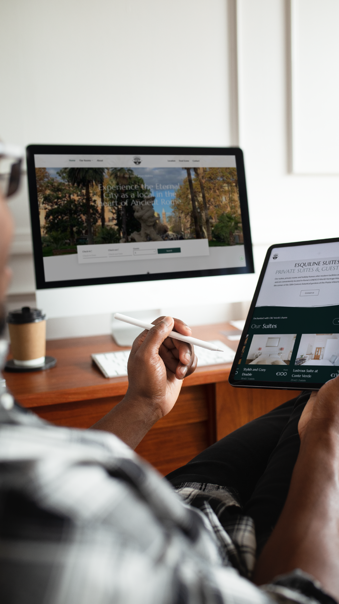 Dubyte web design project — esquilinesuites.com mobile homepage view