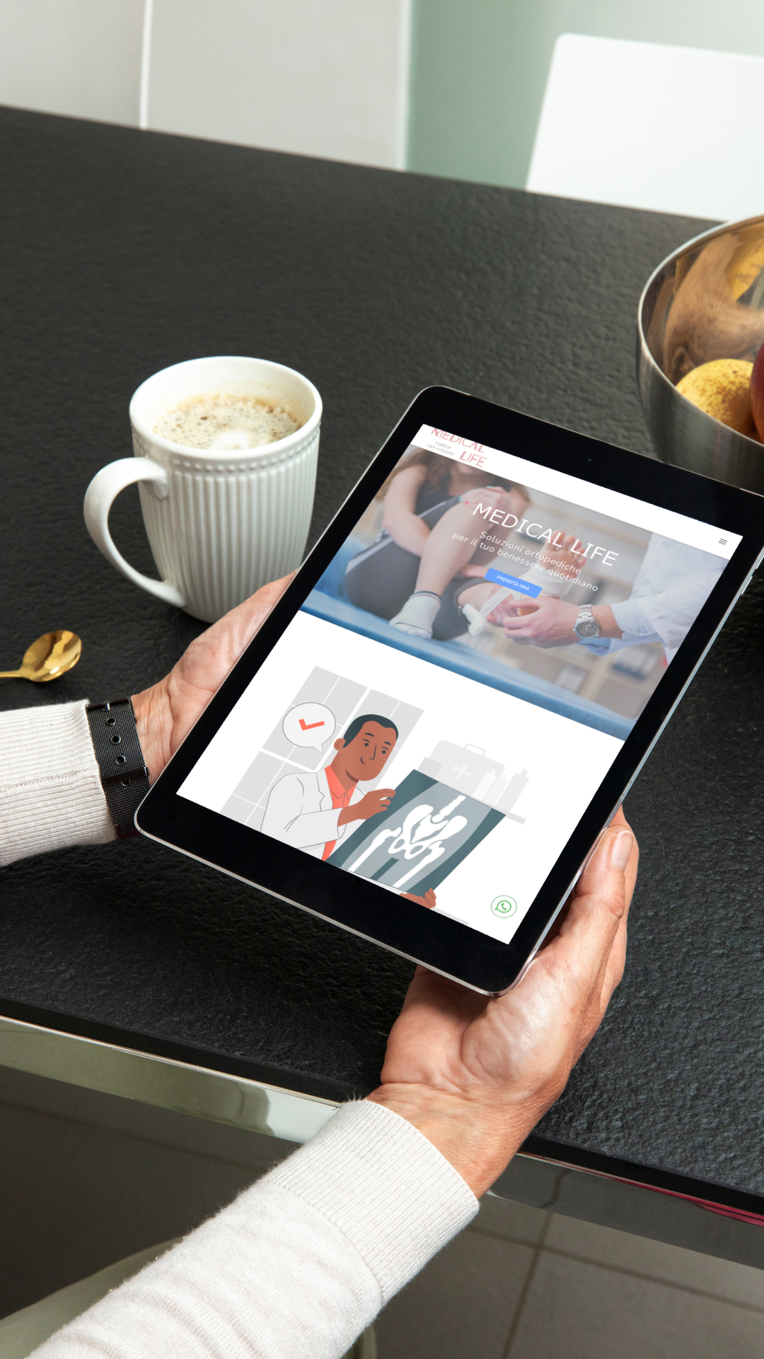 Dubyte web design project — ortopediamonza.it mobile homepage view